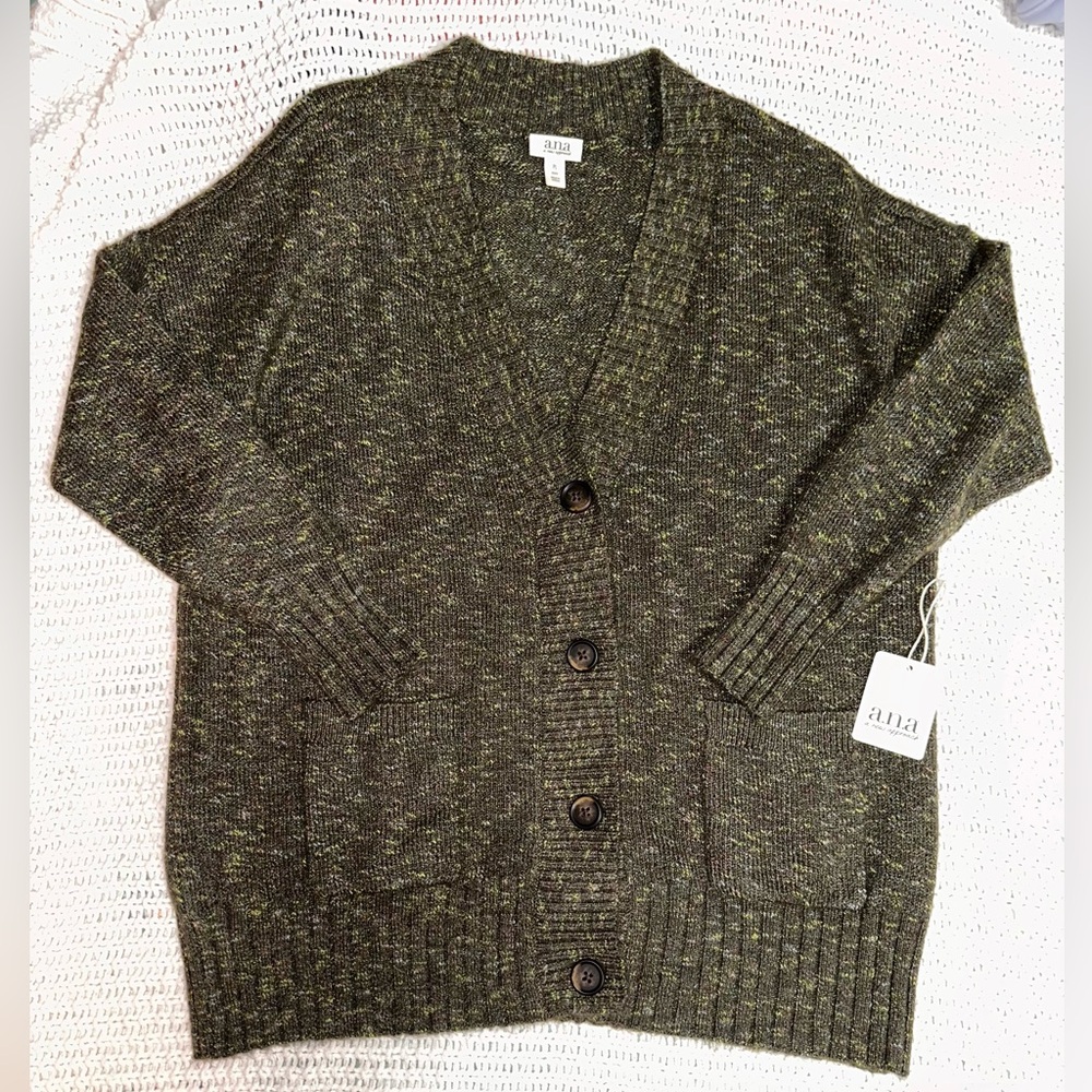 a.n.a Women's Olive Cardigan Sweater